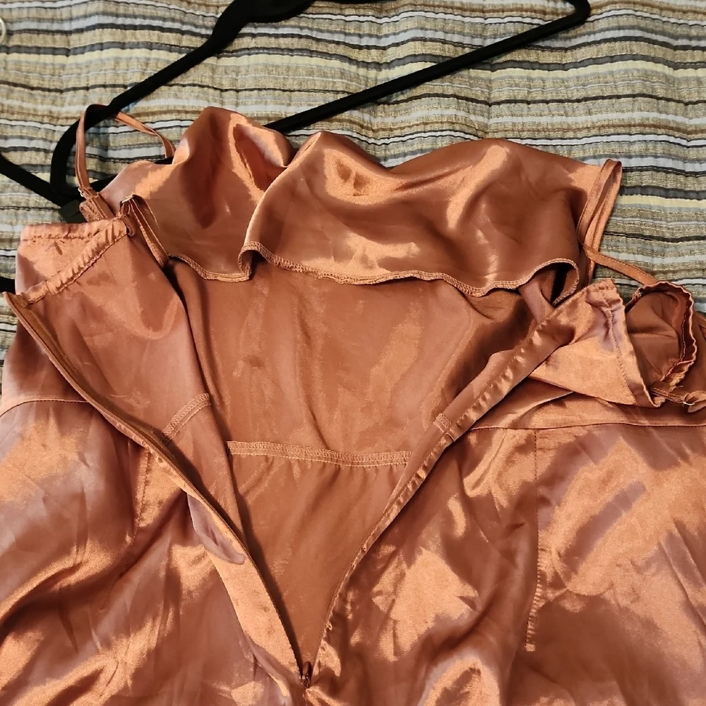 Cider Satin Slip Dress in Rose Gold - Picture 8 of 16
